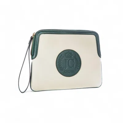 Jocosa Women's Green / White Ivory Clutch Bag - Ivory & Green
