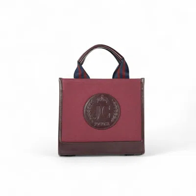 Jocosa Women's Red Mini Tote Bag - Bordeaux & Bordeaux With Navy - Bordeaux Strap