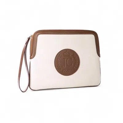Jocosa Women's White / Brown Ivory Clutch Bag - Ivory & Camel