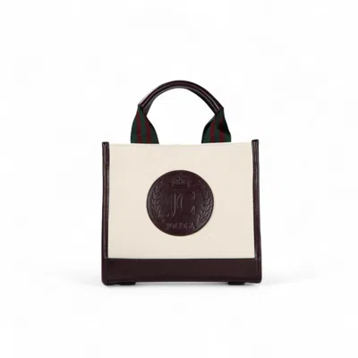 Jocosa Women's White / Red Mini Tote Bag - Ivory & Bordeaux With Green - Bordeaux Strap