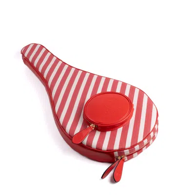 Jocosa Women's White / Red Racket Bags Ivory Canvas Red Stripe Red Leather In Multi
