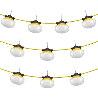 Jodex 100ft Construction String Lights, 100w 10000lm, 10pcs String Work Light, 5000k, Ip65 Waterproof, Wit In White