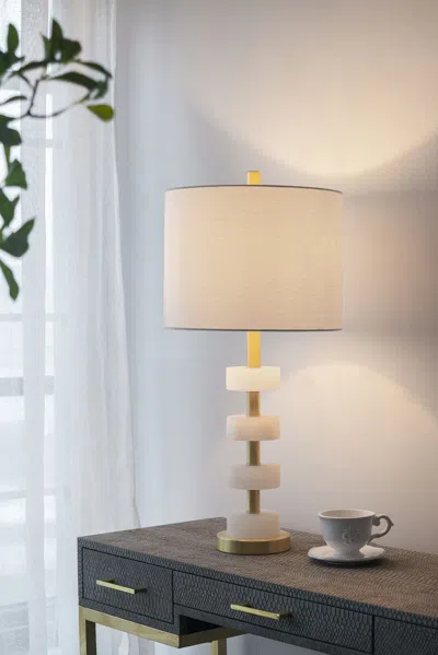 Jodex 13x13x26" Marble Table Lamp In White