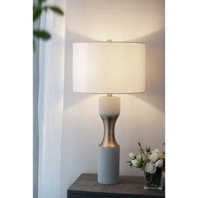 Jodex 15x15x30" Cement With Metal Table Lamp In Blue