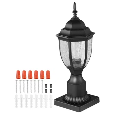 Jodex 2 Pack Dusk To Dawn Outdoor Post Light, 15.35 In, Waterproof Lamp Post Light Fixtures With 3.5 In Pi In Black