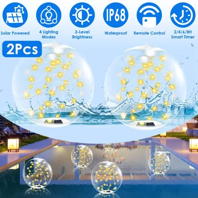 Jodex 2 Pack Outdoor Solar Pool Lights, Led Light Up Balls With Remote, 3200k Warm Glow, 3 Lighting Modes  In Blue