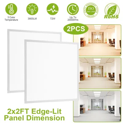 Jodex 2pcs 72w 2×2ft Led Panel Light 3800lm Flat Ceiling Light With 3 Lighting Color Temperature Equivalen In White