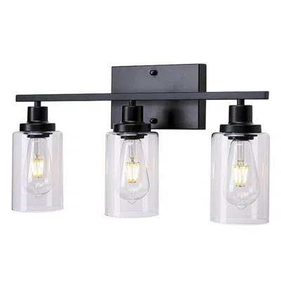 Jodex 3 Light Wall Sconce Lighting With Clear Glass Shade Bathroom Vanity Lamp Fixture Modern Mounted Ligh In Black