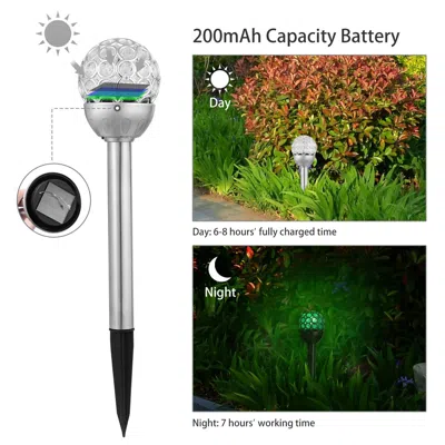 Jodex 3 Pcs Outdoor Solar Lights Ip44 Waterproof Ball Rgb Light Garden Decor Lamp Landscape Christmas In Silver