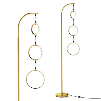 Jodex 3-circle Led Floor Lamp, Gold Standing Lamp With Adjustable Brightness & 3 Color Temperatures