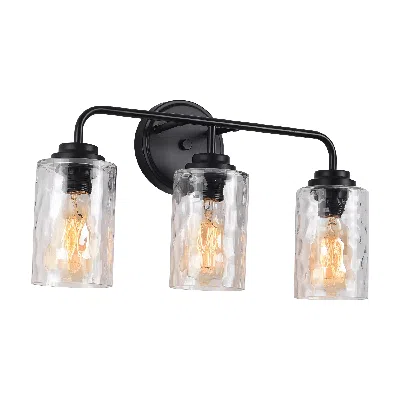 Jodex 3-light With Clear Glass Glacier Shade Unique Hand-make Lampshade Industrial Indoor Light Fixtur E26 In Black