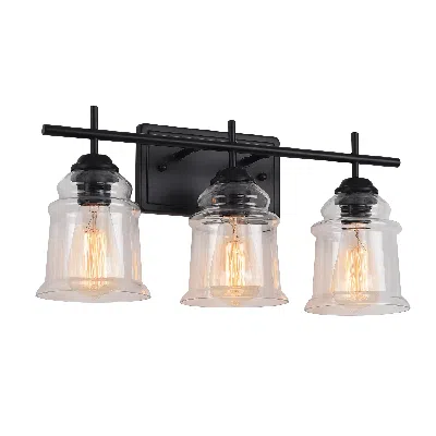 Jodex 3-light With Clear Glass Satin Shade Unique Hand-make Lampshade Industrial Indoor Light Fixture E26  In Black