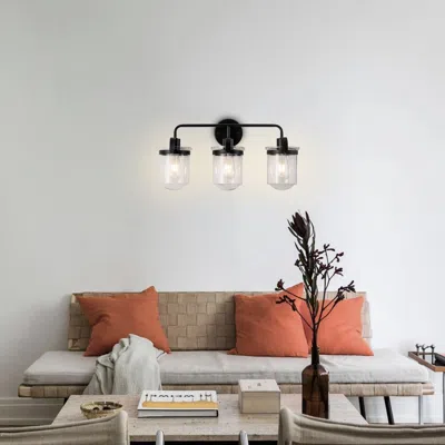 Jodex 3-light With Clear Glass Shade, Modern Sconce, Industrial Indoor Light Fixture For Bathroom Living R In Black