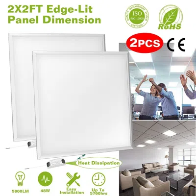 Jodex 48w 2×2ft Led Panel Light 5800lm 7000k Ceiling Lighting 150w Equivalent Led Troffer Recessed Edge-li In White