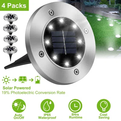 Jodex 4pcs Solar Powered Ground Light Outdoor Ip65 Waterproof Buried In-ground Lamp Decorative Path Deck L In Silver