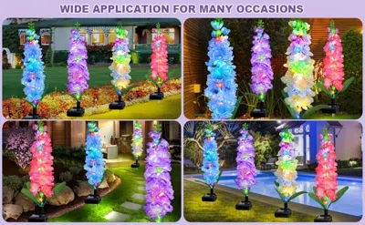 Jodex 4pcs Solar Powered Hyacinth Flower Light, Solar Garden Patio Yard Decor, Color-changing, Waterproof, In Multi