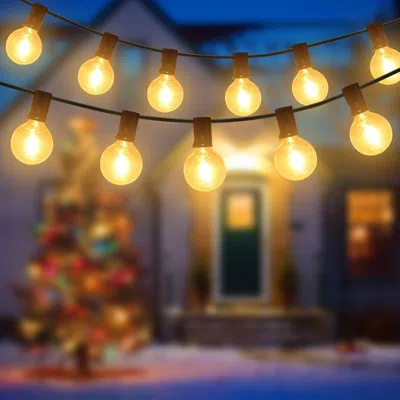 Jodex 50ft - 1pc Outdoor Globe String Lights Decorative Patio Lights Ball Fairy String Lamps With 25pcs Bu In Yellow