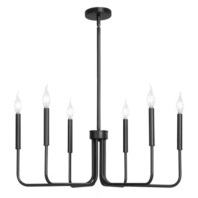 Jodex 6-light Chandelier, Black Farmhouse Chandelier, Adjustable Height, Dining Room Hanging Light Fixture