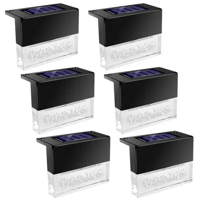 Jodex 6pcs Solar Powered Deck Lights Outdoor Acrylic Bubbles Decorative Step Fence Lamp Ip55 Waterproof In Black