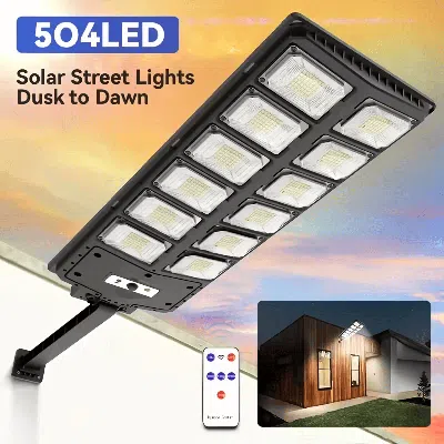 Jodex 8000lm 8500k Led Solar Street Light 800w Commercial Oudoor Lights Outdoor Waterproof Hight Brightnes In Black