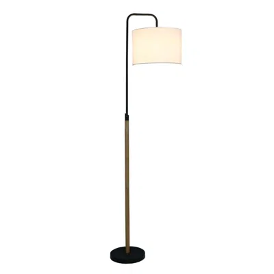 Jodex Arc Floor Lamp With Cylinder Shade, Curved Standing Light For Living Room, Bedroom Reading Corner &  In White