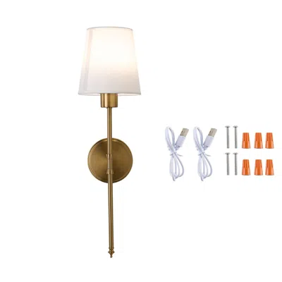 Jodex Battery Operated Wall Sconce Set Of 2, 4000mah Rechargeable Wireless Wall Lights With Remote Control In Gold