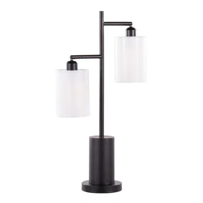 Jodex Cannes Contemporary Table Lamp In Black Metal With White Shades By