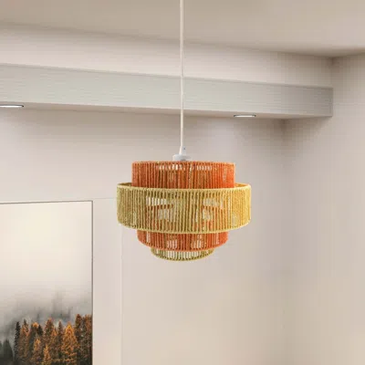 Jodex Dorset Pendant Lamp - White And Natural/terracotta In Multi