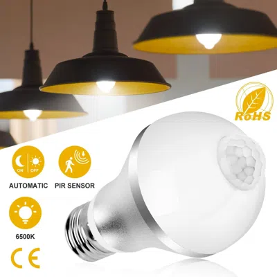 Jodex E27 Motion Sensor Light Bulb 9w 1000lm 6500k Dusk To Dawn Automatic On/off Led Light Bulb Indoor Out In Transparent