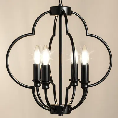 Jodex Farmhouse Oval Candle Chandelier Light, Ceiling Light, Pendant Lamp For Living Room, Dining Room, Ha In Black