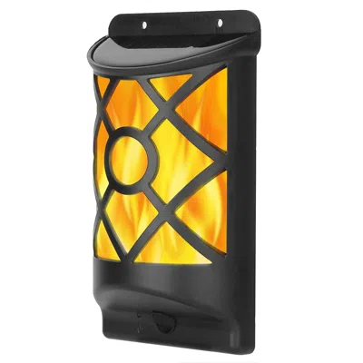 Jodex Flame Solar Lights Outdoor 96 Leds Waterproof Flickering Flame Wall Mount Lamp Auto On Off Sensor De In Black