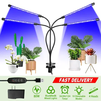Jodex Grow Lights For Indoor Plants, Imountek 80w 80 Leds Plant Lights With Red Blue Full Spectrum 10 Dimm In Black