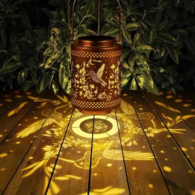 Jodex Hummingbird Solar Lanterns Garden Decor Birthday Gifts For Women Mon Grandma Metal Hanging Solar Lig In Brown