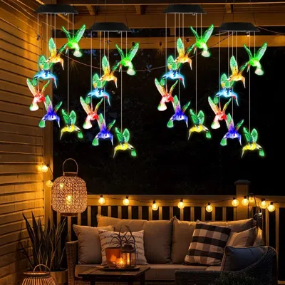 Jodex Led Solar Hummingbird Wind Chime Solar String Lights 6 Leds Color-changing Ip65 Waterproof Decorativ In Multi