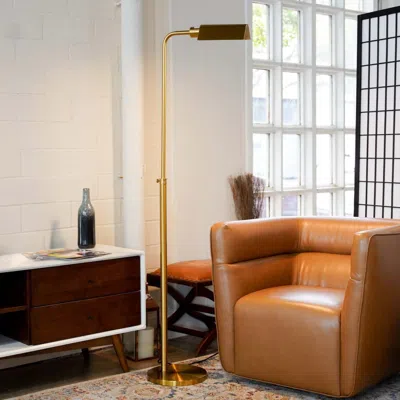 Jodex Minimalist Floor Lamp, Slim Standing Light With Neutral Shade For Contemporary Living Room & Bedroom In Gold