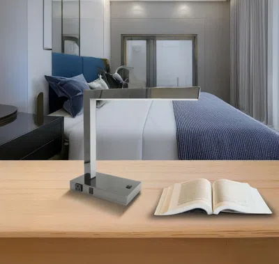 Jodex Modern Led Desk Lamp With Usb & Power Outlet In Silver