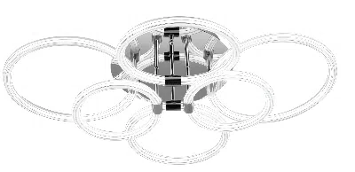 Jodex Modern Led, Flush Mount Ceiling Light With Dimmable Remote Control, 6rings Acrylic Fixture For Bedro In White