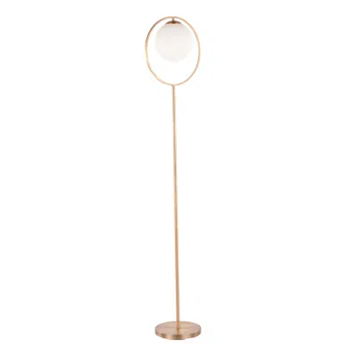 Jodex Moon Contemporary Floor Lamp In Gold Metal And Frosted Glass By