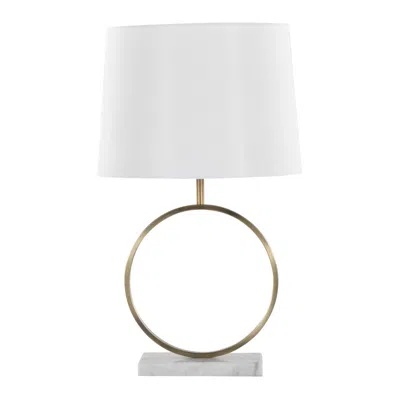 Jodex Moon Contemporary Table Lamp In White Marble, Gold Metal And White Shade By