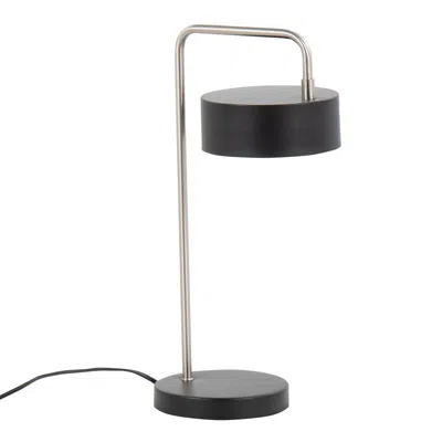 Jodex Puck Contemporary Table Lamp In Nickel And Black Metal By