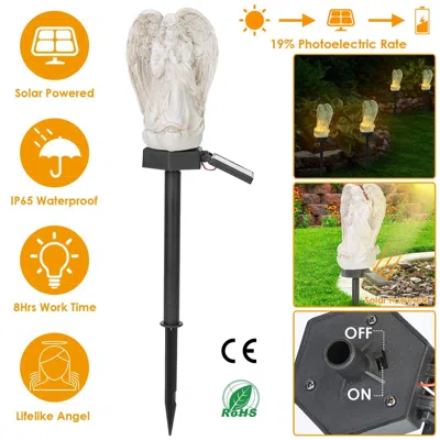 Jodex Solar Praying Angel Statue Garden Light Led Decoration Angel Lamp Ip65 Waterproof Outdoor Decorative In Black