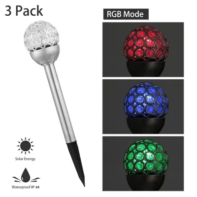Jodex Solarek 3 Pcs Outdoor Solar Lights Ip44 Waterproof Ball Rgb Light Garden Decor Lamp Landscape Christ In Silver