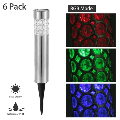 Jodex Solarek 6 Pack Outdoor Solar Light Ip44 Waterproof Rgb Garden Lamp Landscape Lawn Décor Light In Silver