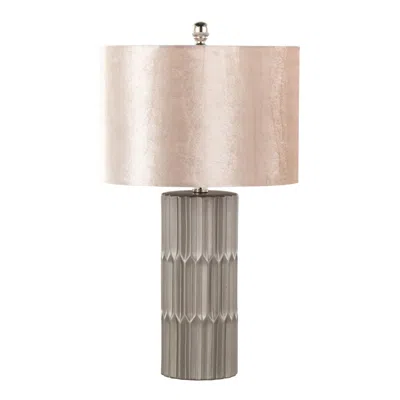 Jodex Tania 22" Contemporary Ceramic Table Lamp In Brown And Metallic Brown Ceramic With Champagne Shade B In Gold