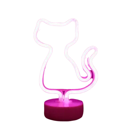 Jodex Tropical Nights Neon Deco Lights With Remote Control, Cat In Pink