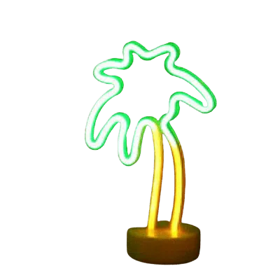 Jodex Tropical Nights Neon Deco Lights With Remote Control, Palm Tree In Green