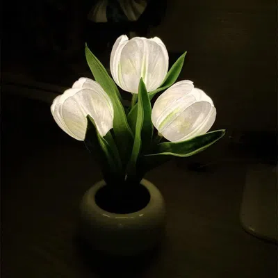 Jodex Tulip Lamp - Led Replica Tulip Table Lamp With Flower Vase For Desktop Decoration. Suitable For Home In Green