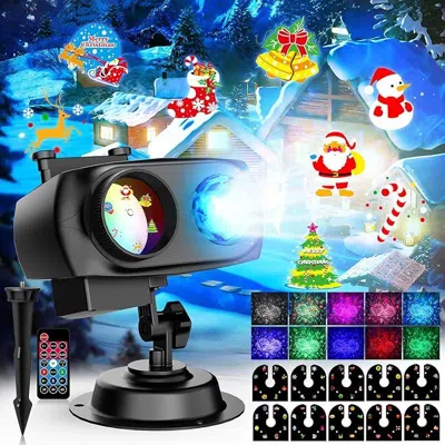 Jodex Upgrade Christmas Projector Lights Outdoor, 10hd Slides & 10 Colors Ocean Wave Holiday Projector Lig In Black