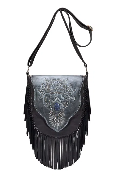 Jodi Lee Women's Benny Owl Bag Metallic Black