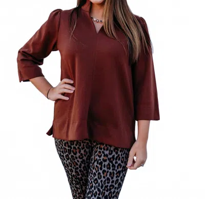 Jodifl 3/4 Sleeve Sweater In Brown